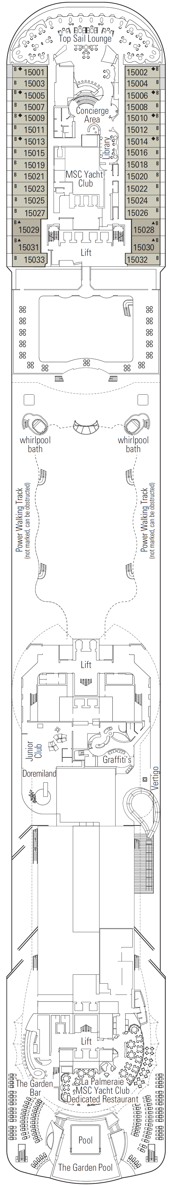 Deck plan for Deck 15 - Cristallo