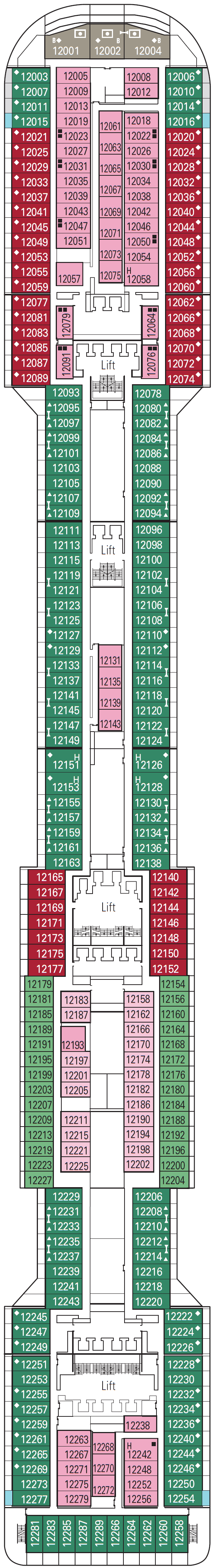 Deck plan for Deck 12 - Opale