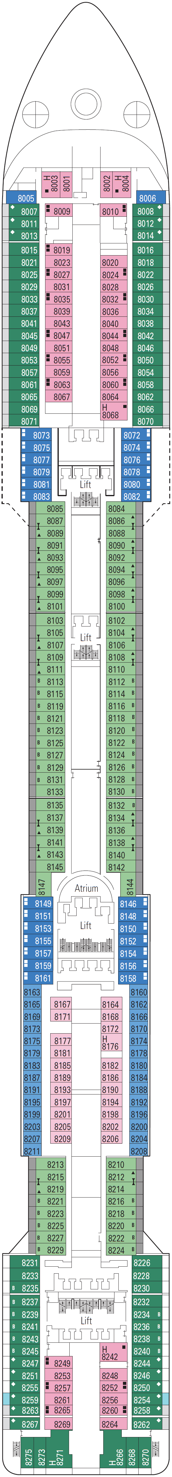 Deck plan for Deck 8 - Onice