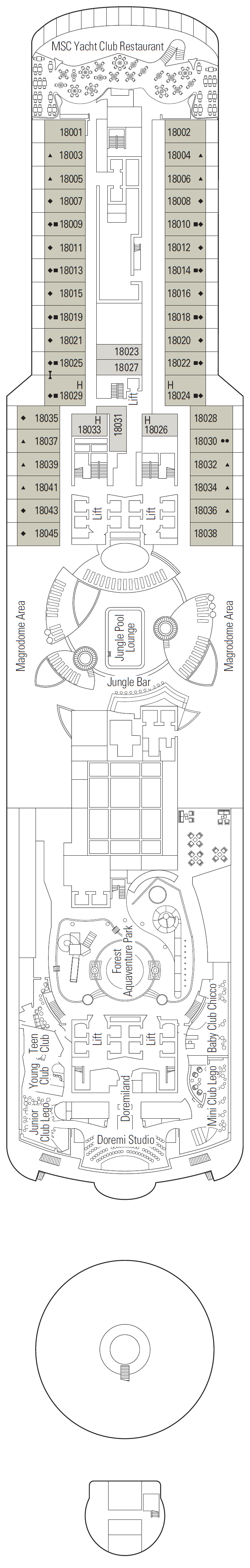 Deck plan for Deck 18 - Playa Paraiso