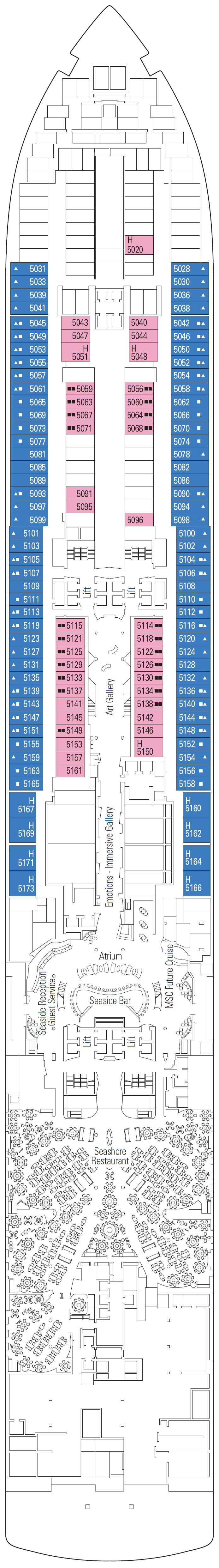 Deck plan for Deck 5 - Cape Cod