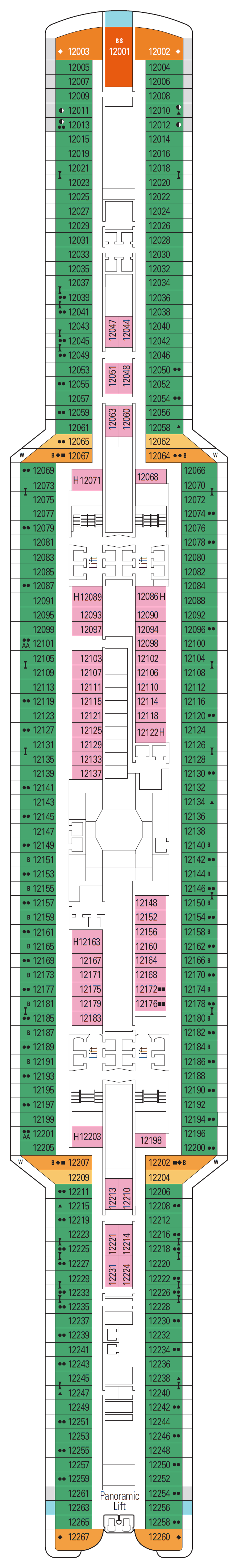 Deck plan for Deck 12 - Balearic 