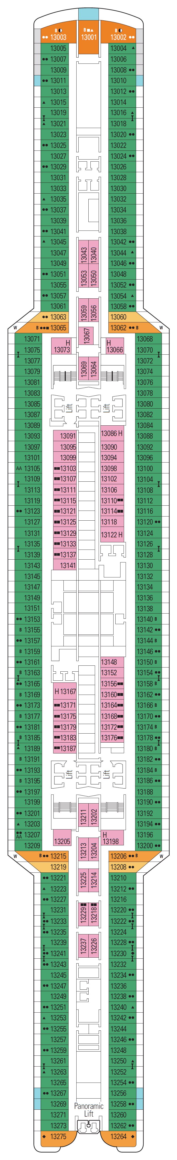 Deck plan for Deck 13 - Ionian 