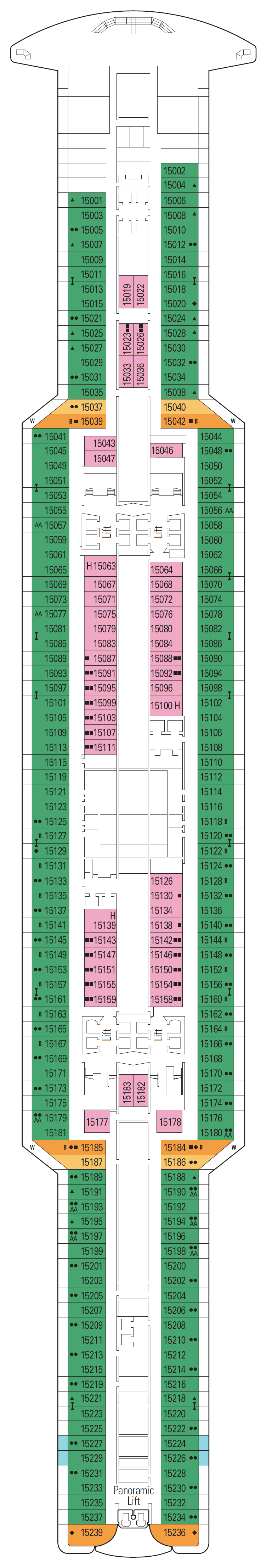 Deck plan for Deck 15 - Aegean 