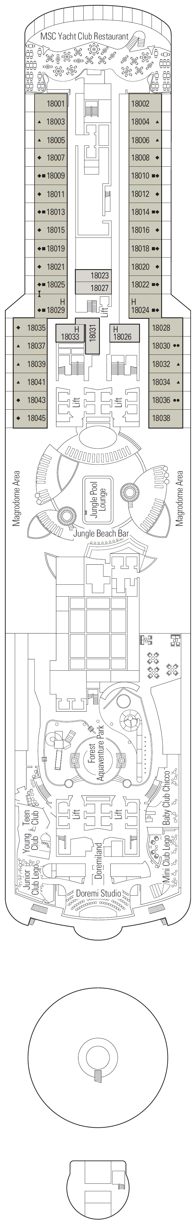 Deck plan for Deck 18 - Caribbean 