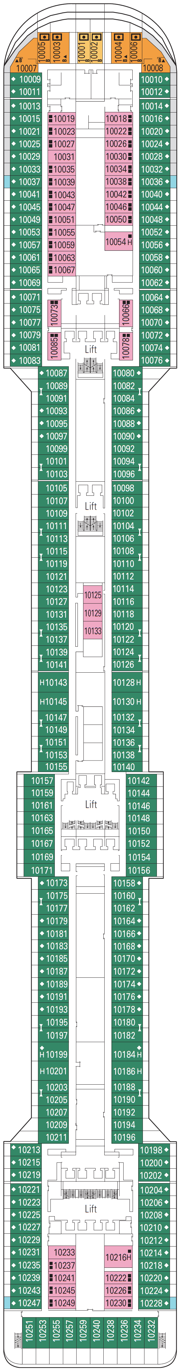Deck plan for Deck 10 - Botticelli