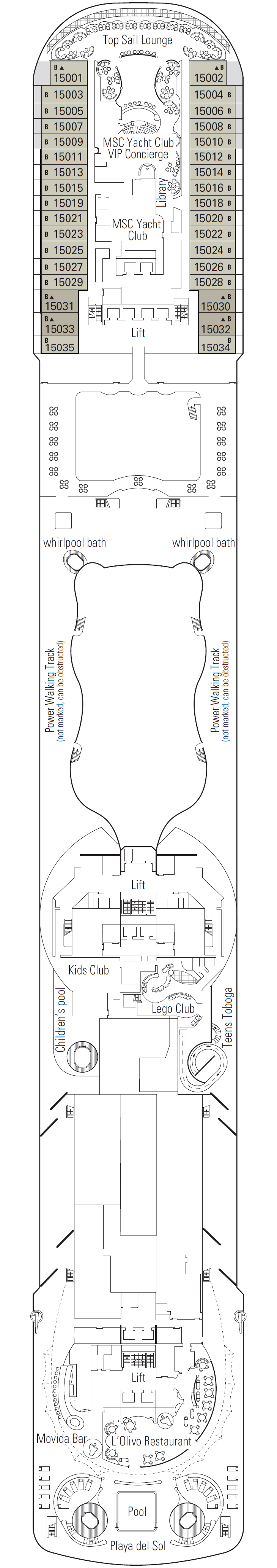 Deck plan for Deck 15 - Leonardo Da Vinci