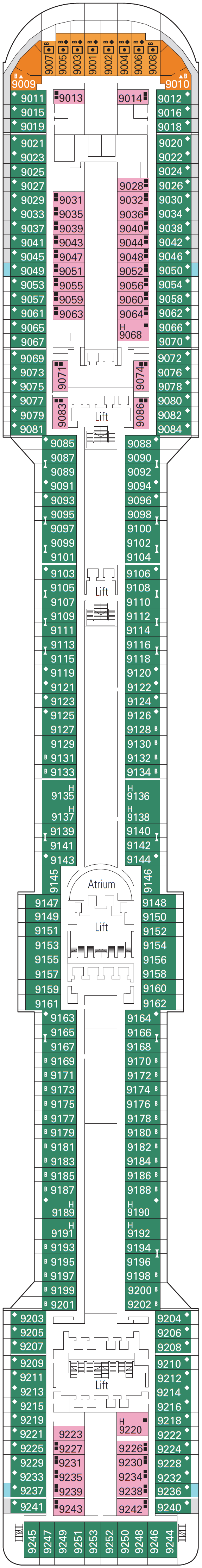 Deck plan for Deck 9 - Tintoretto