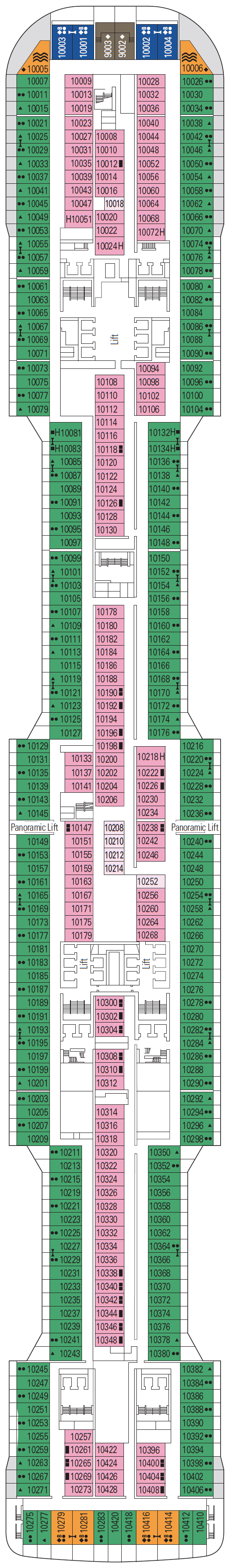 Deck plan for Deck 10 - Gershwin 