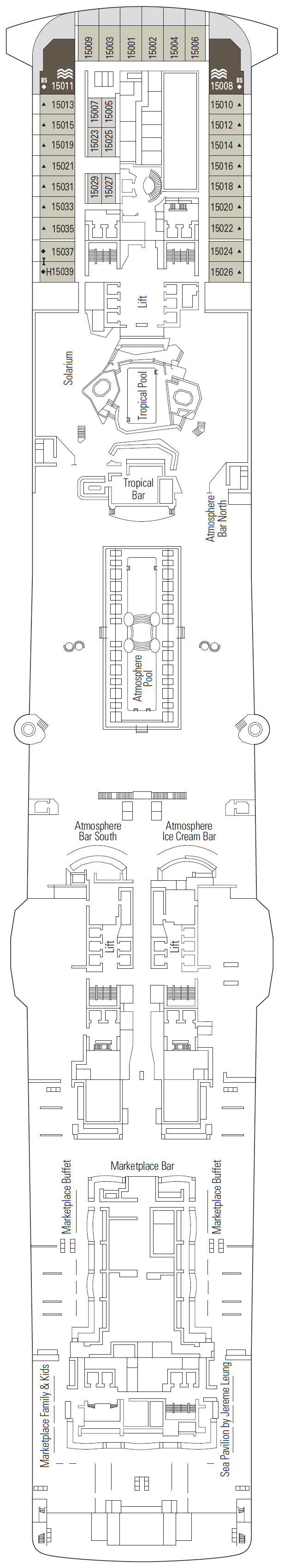 Deck plan for Deck 15 - Morricone
