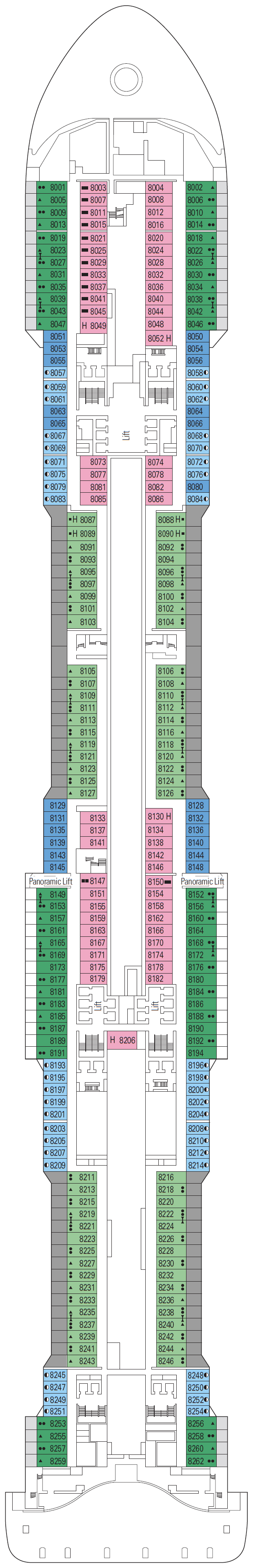 Deck plan for Deck 8 - Wagner 