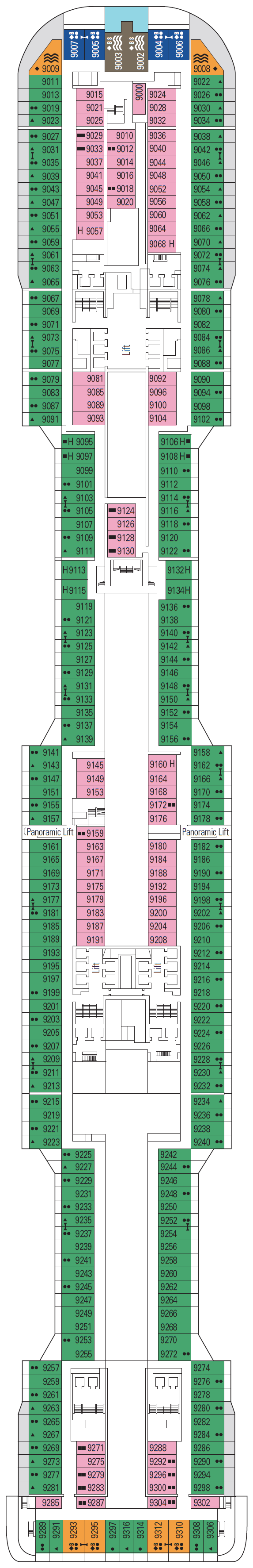 Deck plan for Deck 9 - Strauss 