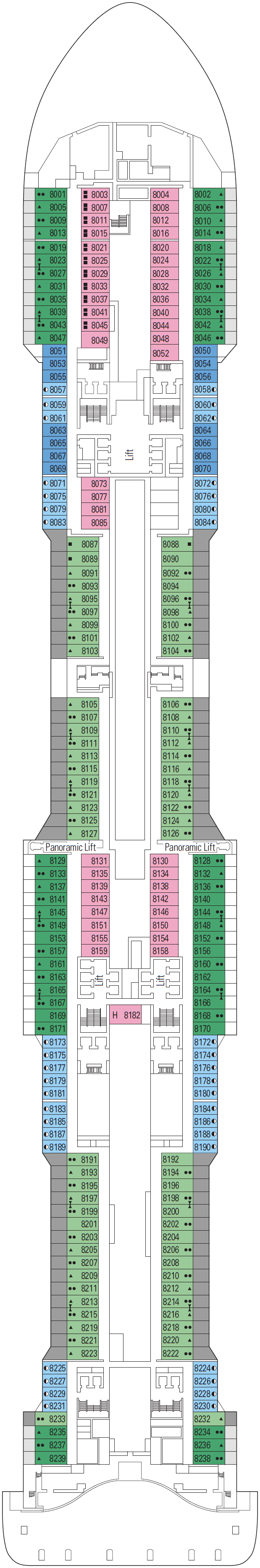 Deck plan for Deck 8 - Machu Picchu
