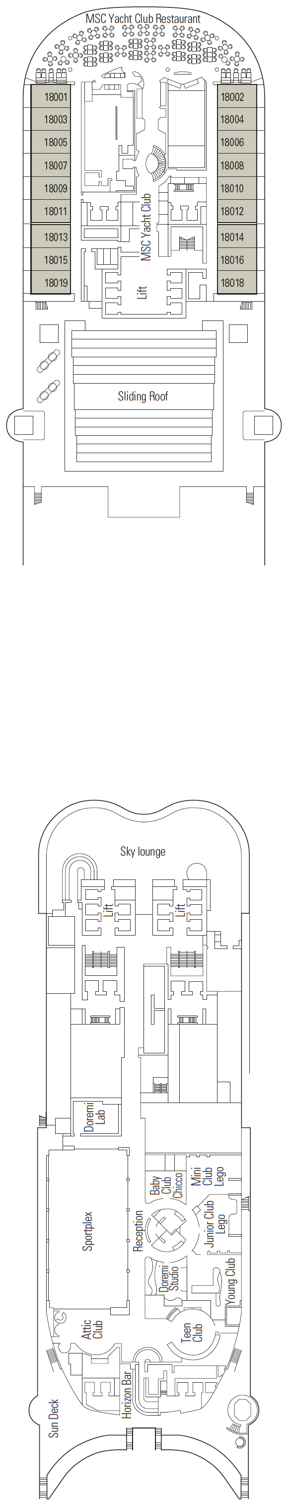 Deck plan for Deck 18 - Piramids