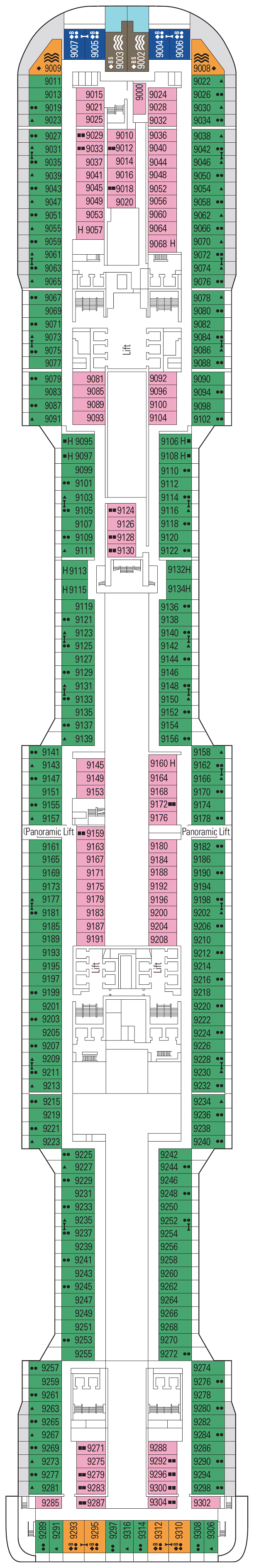 Deck plan for Deck 9 - Van Gogh