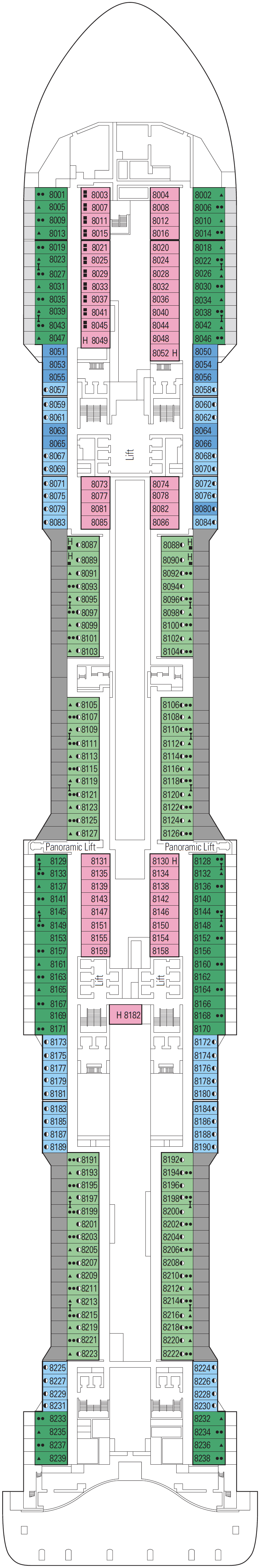 Deck plan for Deck 8 - Musica