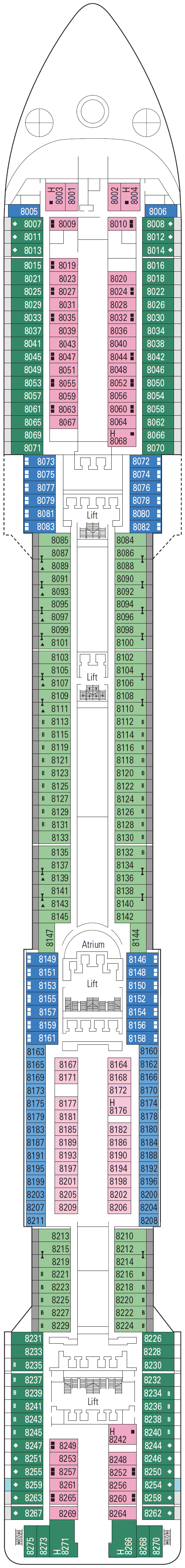 Deck plan for Deck 8 - Artemide