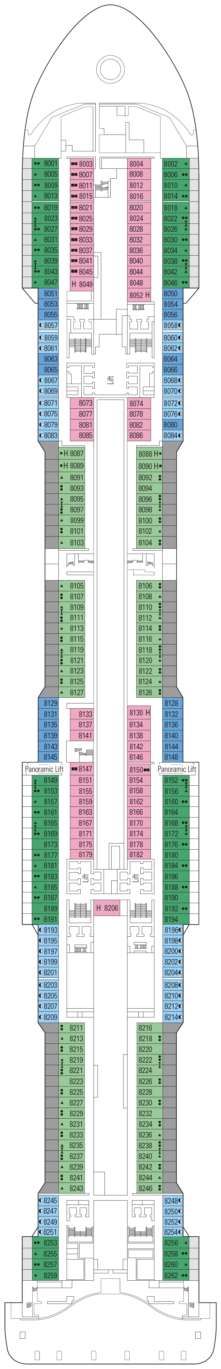 Deck plan for Deck 8 - Monet