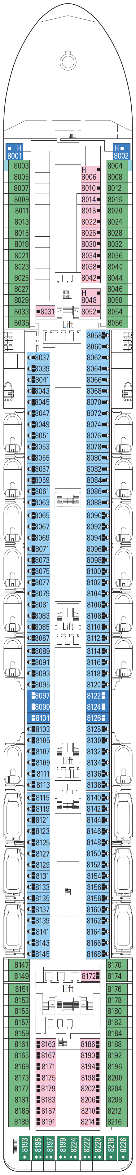 Deck plan for Deck 8 - Camogli