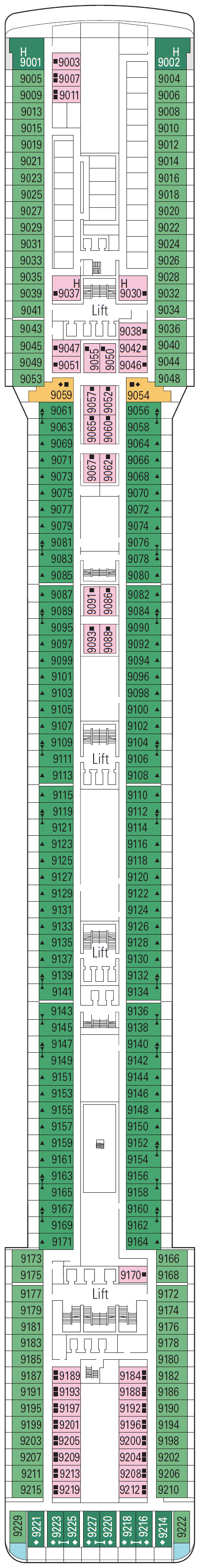 Deck plan for Deck 9 - Panarea