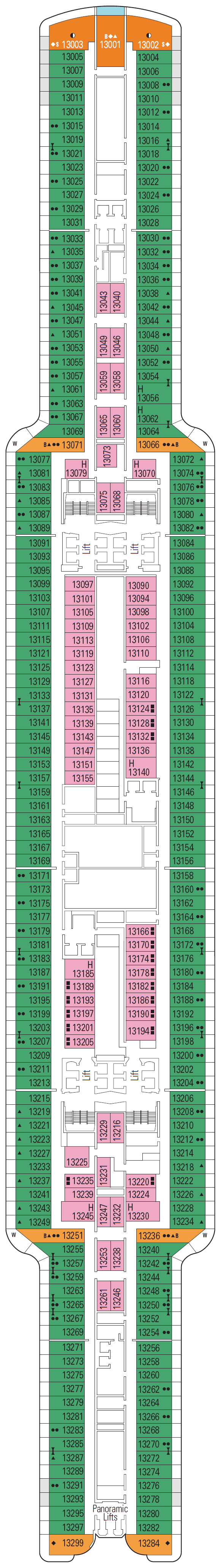 Deck plan for Deck 13