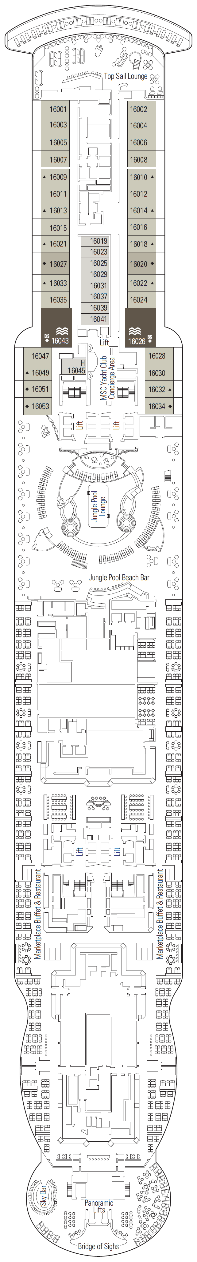 Deck plan for Deck 16