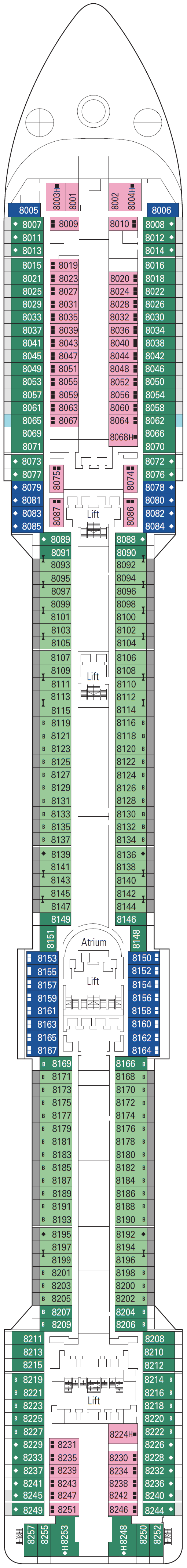 Deck plan for Deck 8 - Giotto