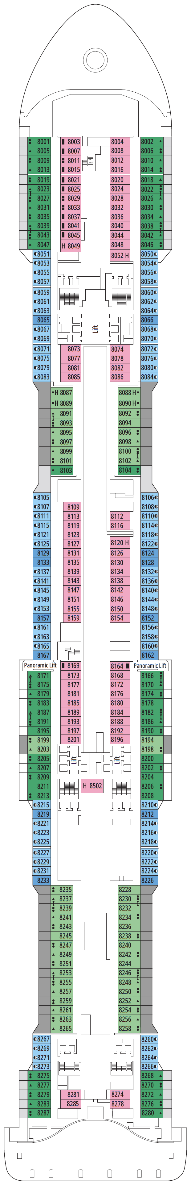 Deck plan for Deck 8