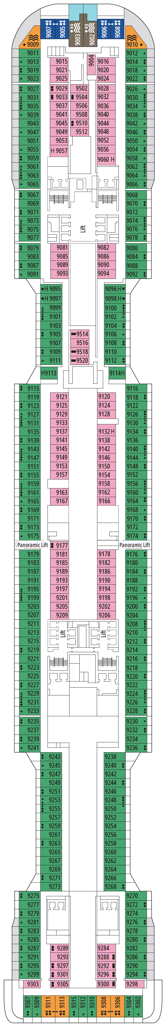 Deck plan for Deck 9