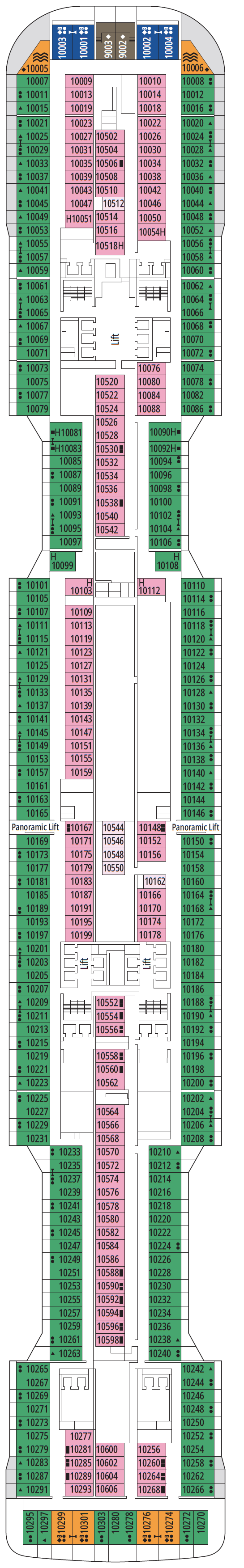 Deck plan for Deck 10