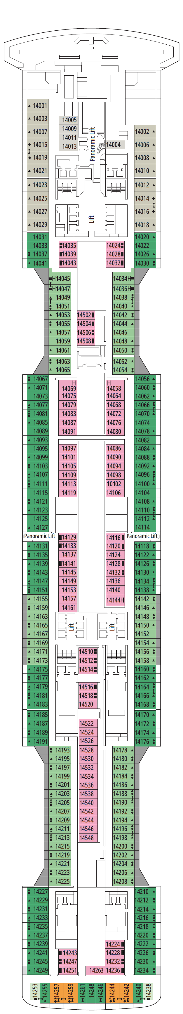 Deck plan for Deck 14
