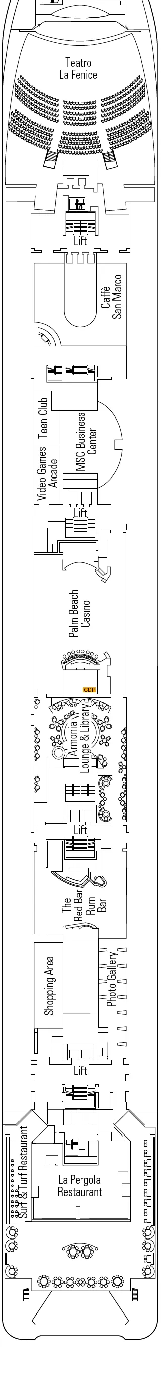 Deck plan for Deck 6 - Diamante