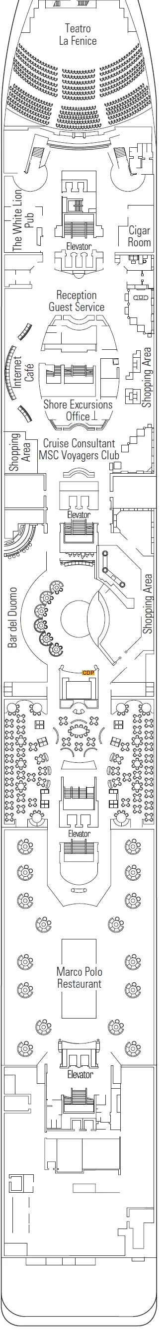 Deck plan for Deck 5 - Rubino