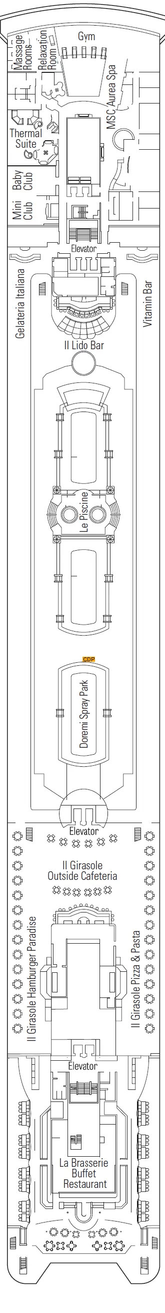 Deck plan for Deck 11 - Acquamarina