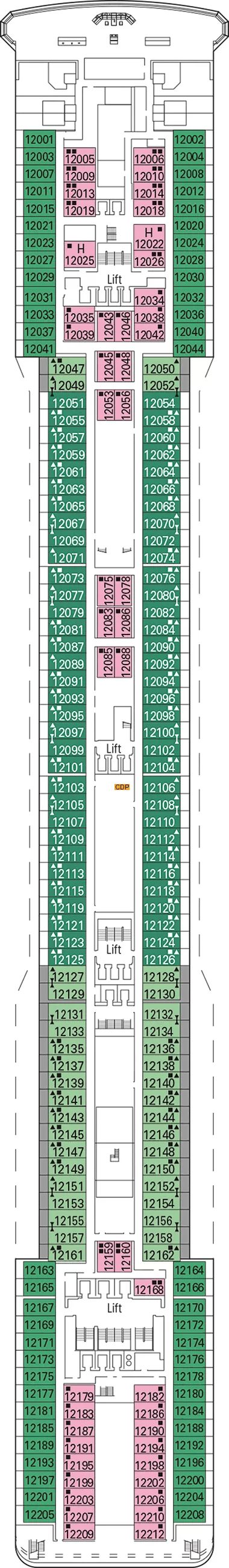 Deck plan for Deck 12 - Leopardi