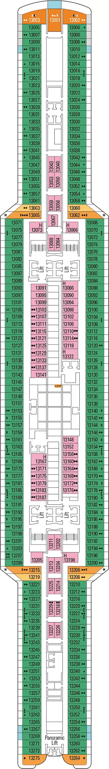 Deck plan for Deck 13 - Pink Sands