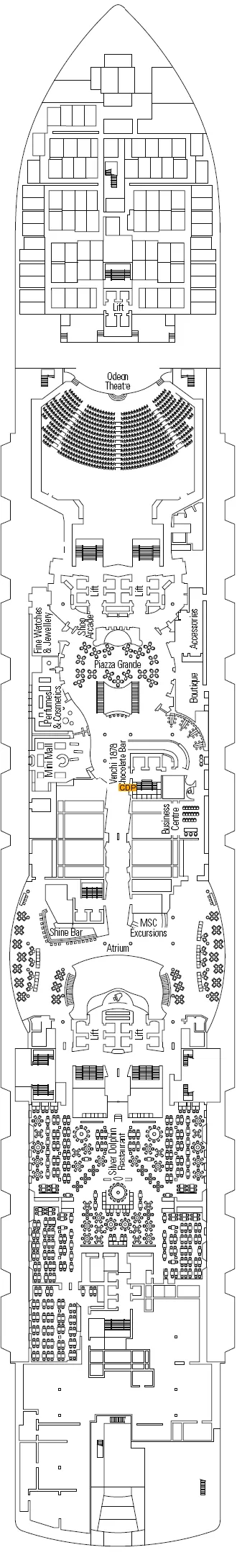 Deck plan for Deck 6 - Pacific Ocean