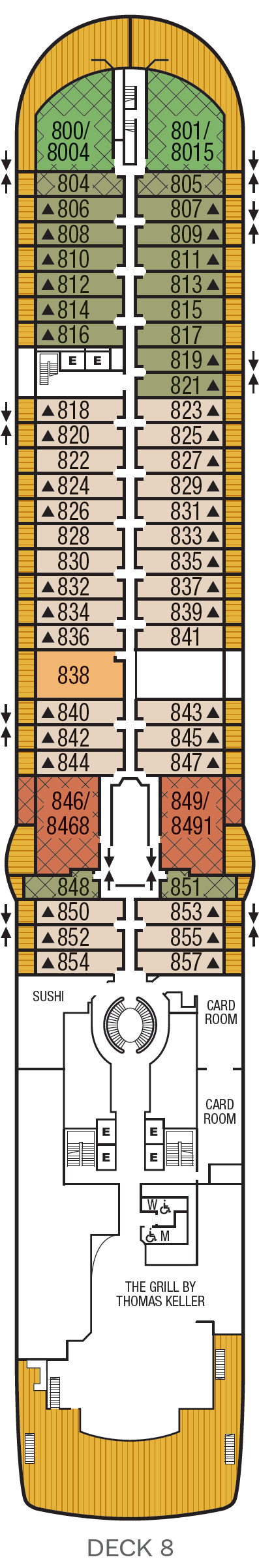 Deck plan for Deck 8