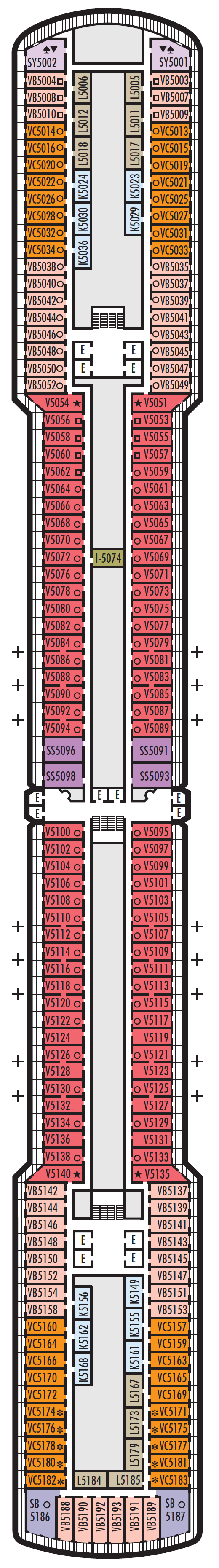 Deck plan for DECK 5 - VERANDAH DECK