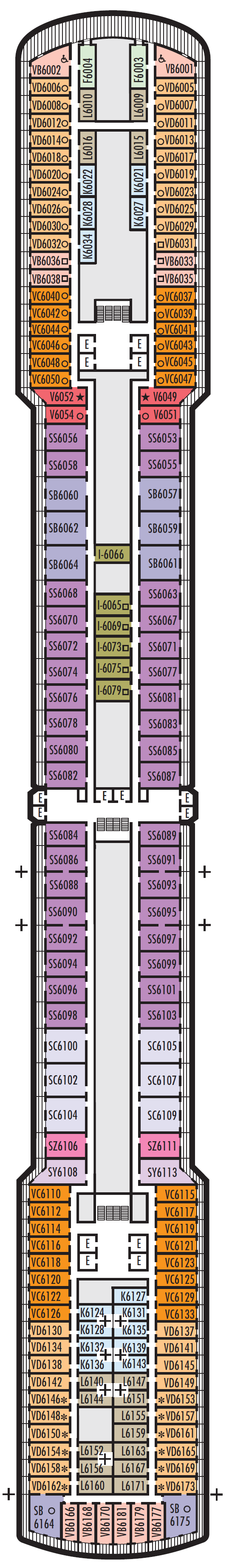 Deck plan for DECK 6 - UPPER VERANDAH DECK