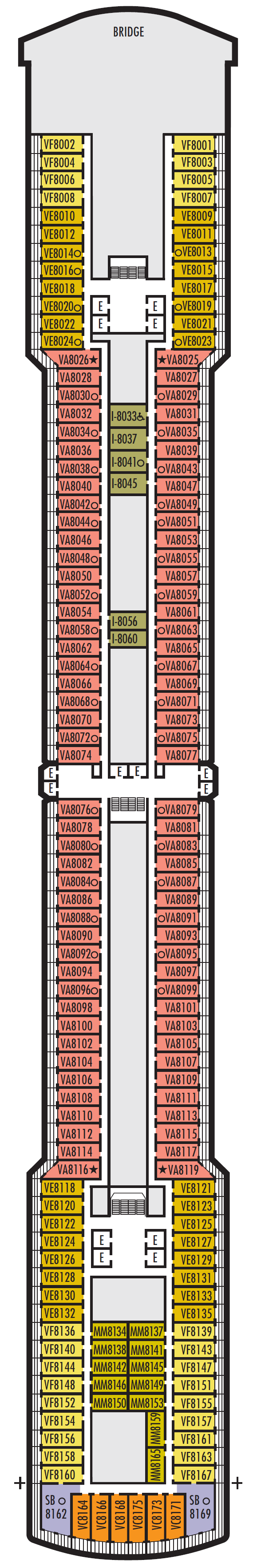 Deck plan for DECK 8 - NAVIGATION DECK