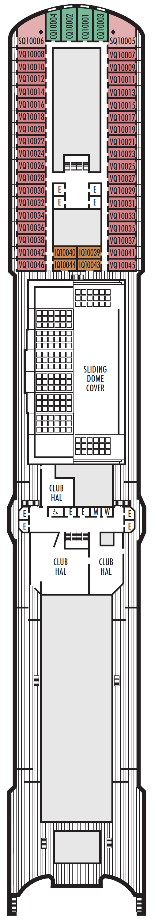 Deck plan for DECK 10 - PANORAMA DECK