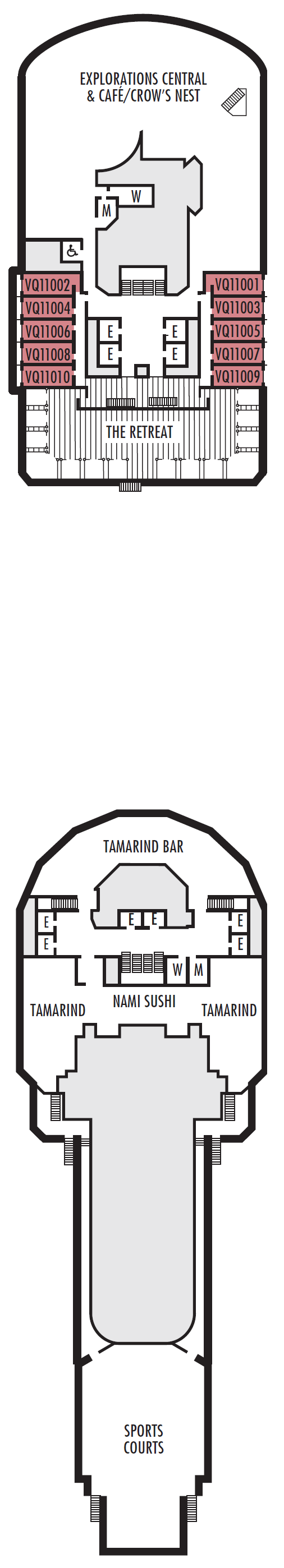 Deck plan for DECK 11 - OBSERVATION DECK