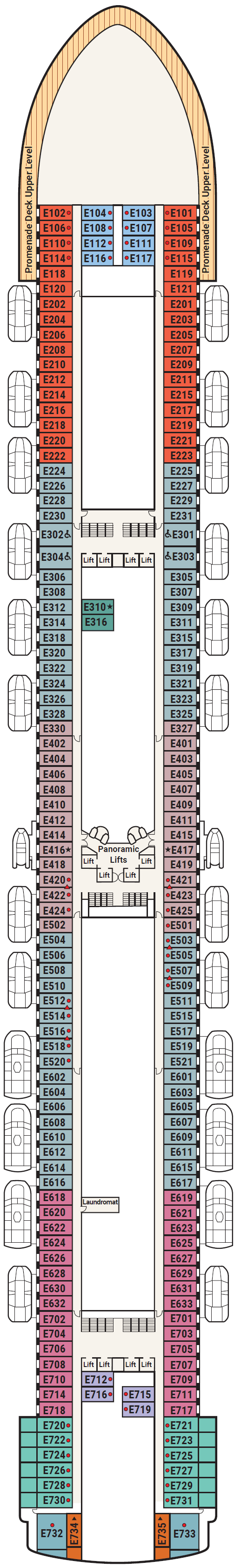Deck plan for Deck 8 - Emerald