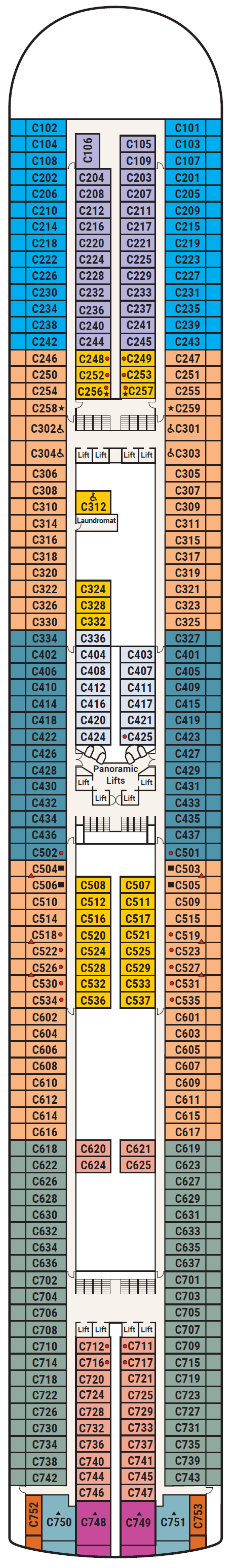 Deck plan for Deck 10 - Caribe