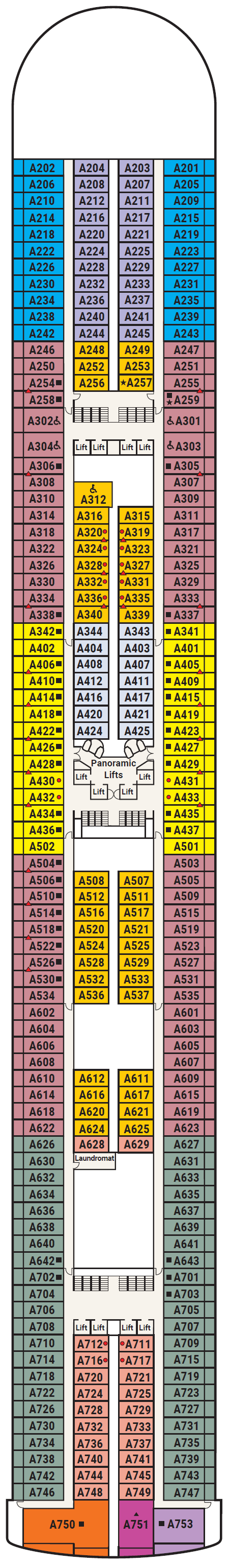 Deck plan for Deck 12 - Aloha