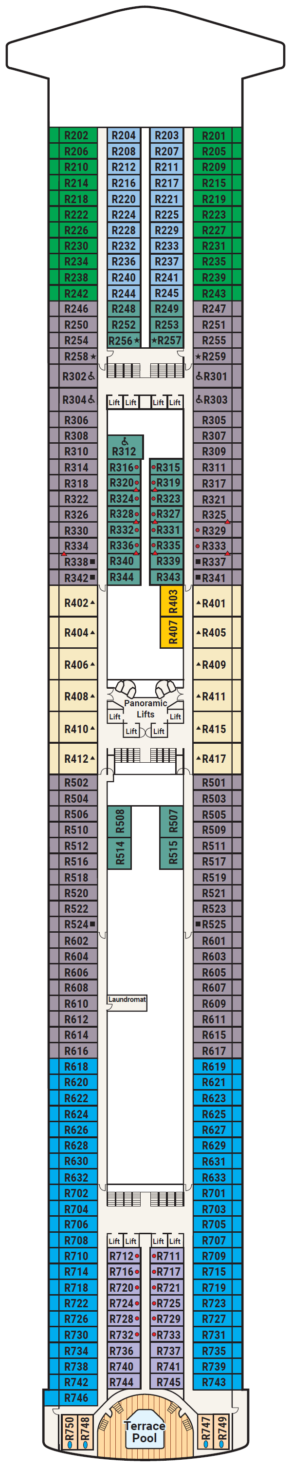 Deck plan for Deck 14 - Riviera