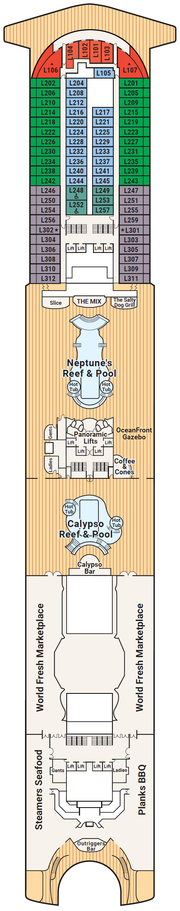 Deck plan for Deck 15 - Lido