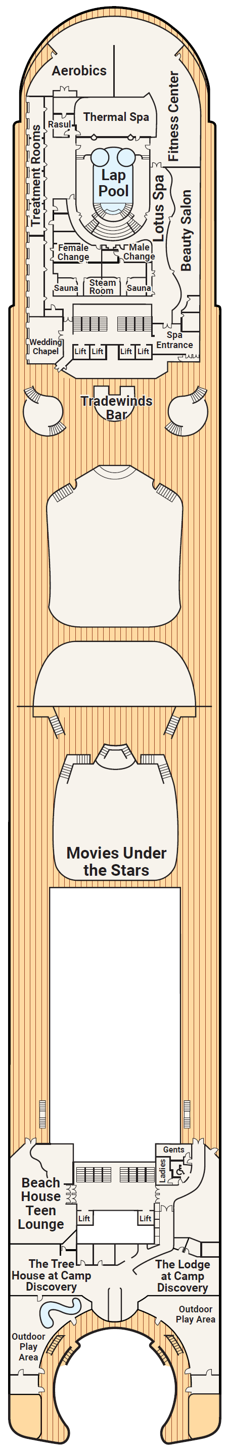 Deck plan for Deck 16 - Sun