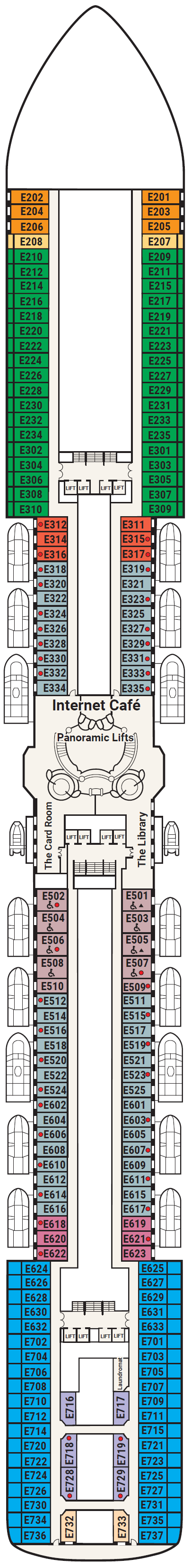 Deck plan for Deck 8 - Emerald